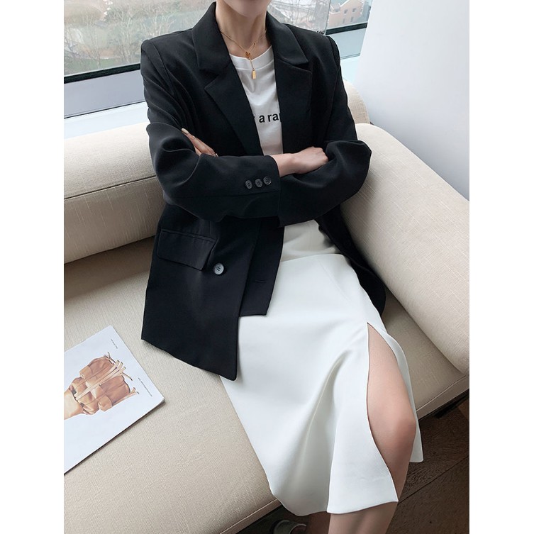 Chân váy dài ulzzang qua gối xẻ tà, chân váy chữ A dài lưng cao phong cách Hàn Quốc CV25 | BigBuy360 - bigbuy360.vn