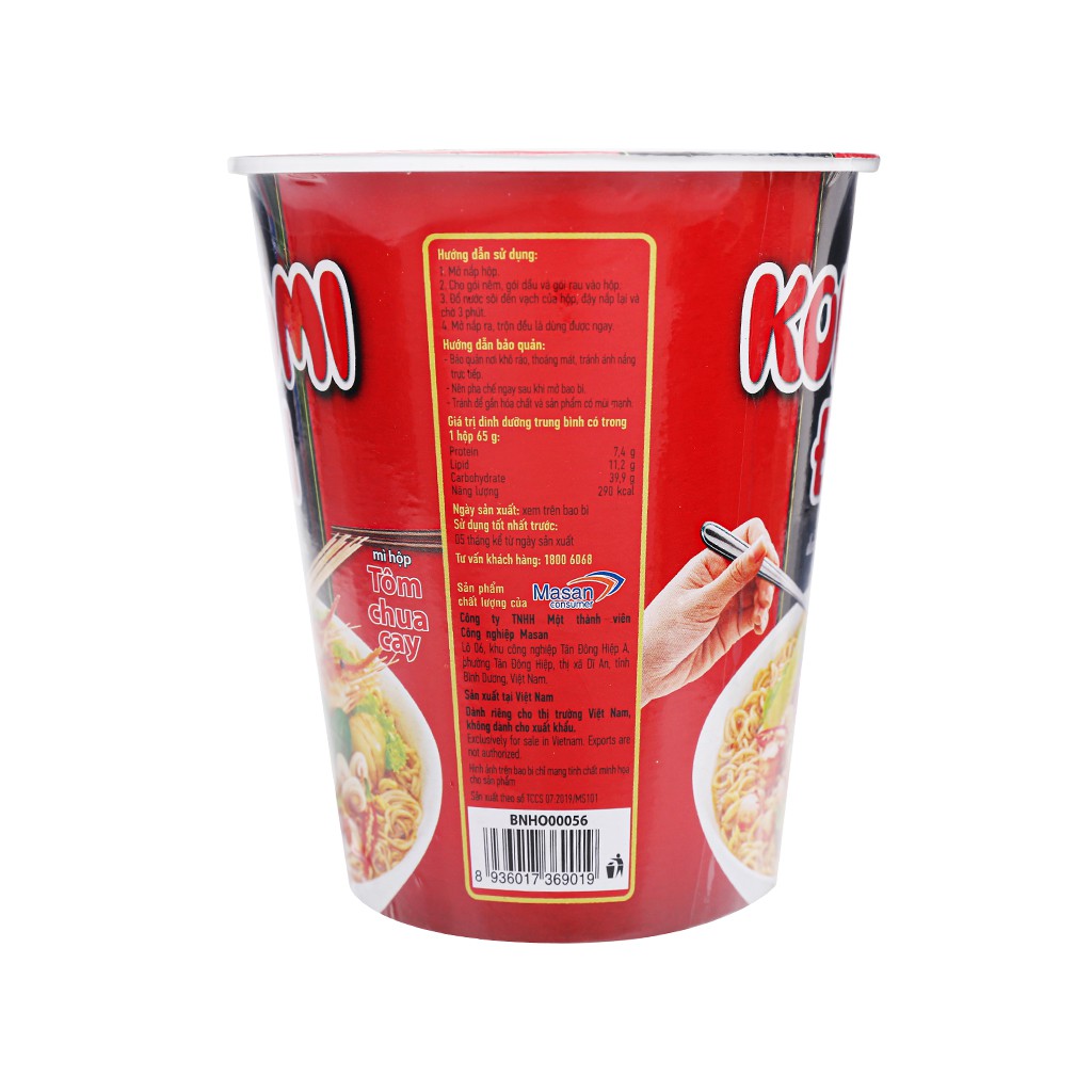 Thùng 24 ly mì Kokomi Đại tôm chua cay 65g