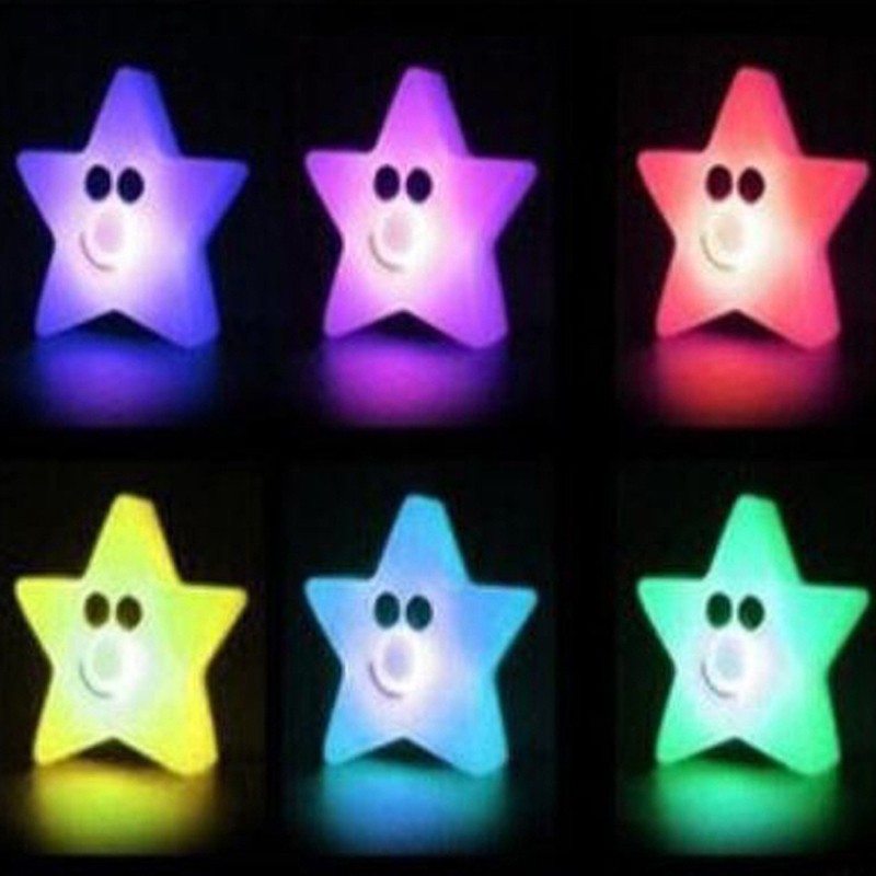 Đèn LED ngủ hình ngôi sao năm cánh phát sáng dạ quang nhiều màu trong đêm