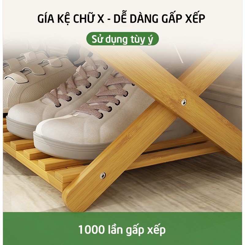 [GỖ TRE] Kệ Để Giày Dép Nhiều Tầng Gỗ Tre, Gấp Xếp Gọn Nhẹ, Không Cần Lắp Ráp