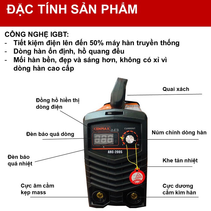 Máy Hàn | Máy Hàn Que Điện Tử Mini Kenmax ARC 200S | Hàng Sản Xuất Tại Thái Lan Theo Công Nghệ Nhật Bản |.