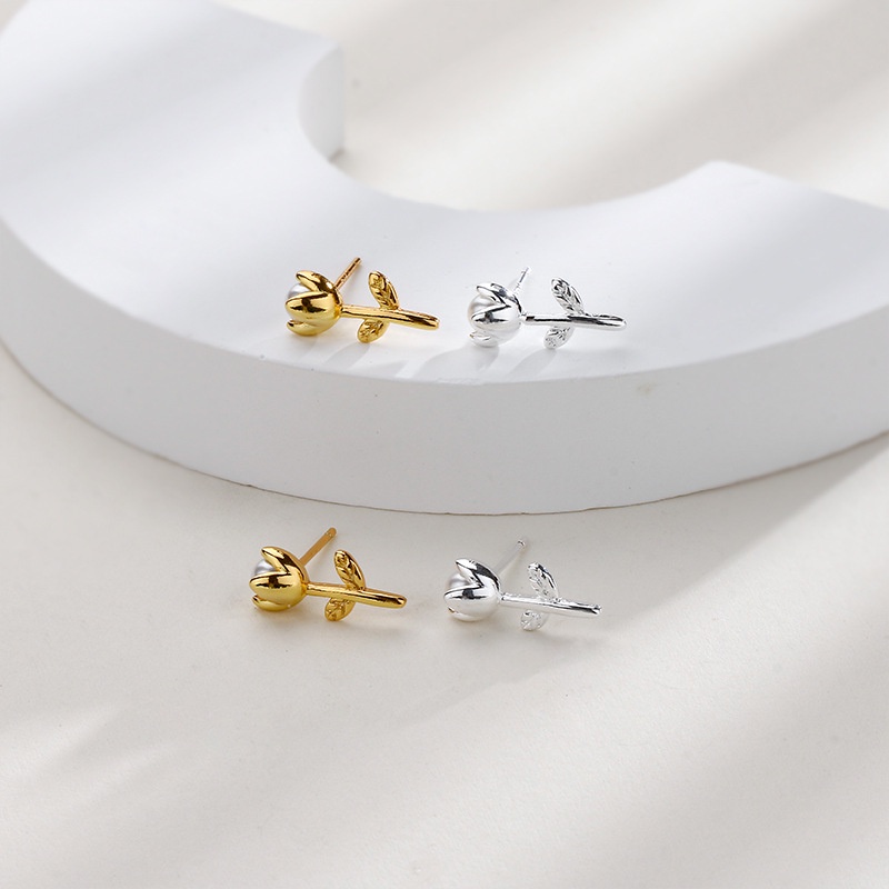 Thời trang hàn quốc bông tai ngọc trai độc đáo bông tai hoa tulip bông tai nữ