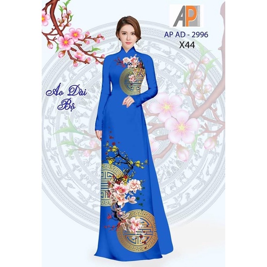 Vải áo dài hoa xuân in 3D