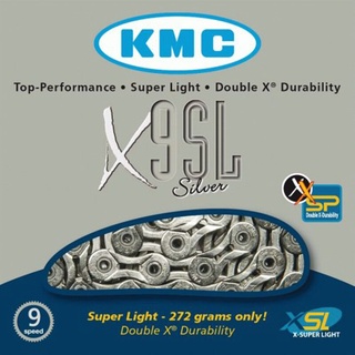 Xích rỗng xe đạp siêu nhẹ chính hãng KMC 9SL  màu bạc hàng cao cấp