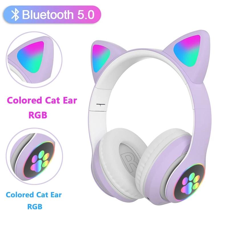 Tai nghe mèo bluetooth, kiểu dáng dễ thương, âm bass cao, tai nghe chụp tai