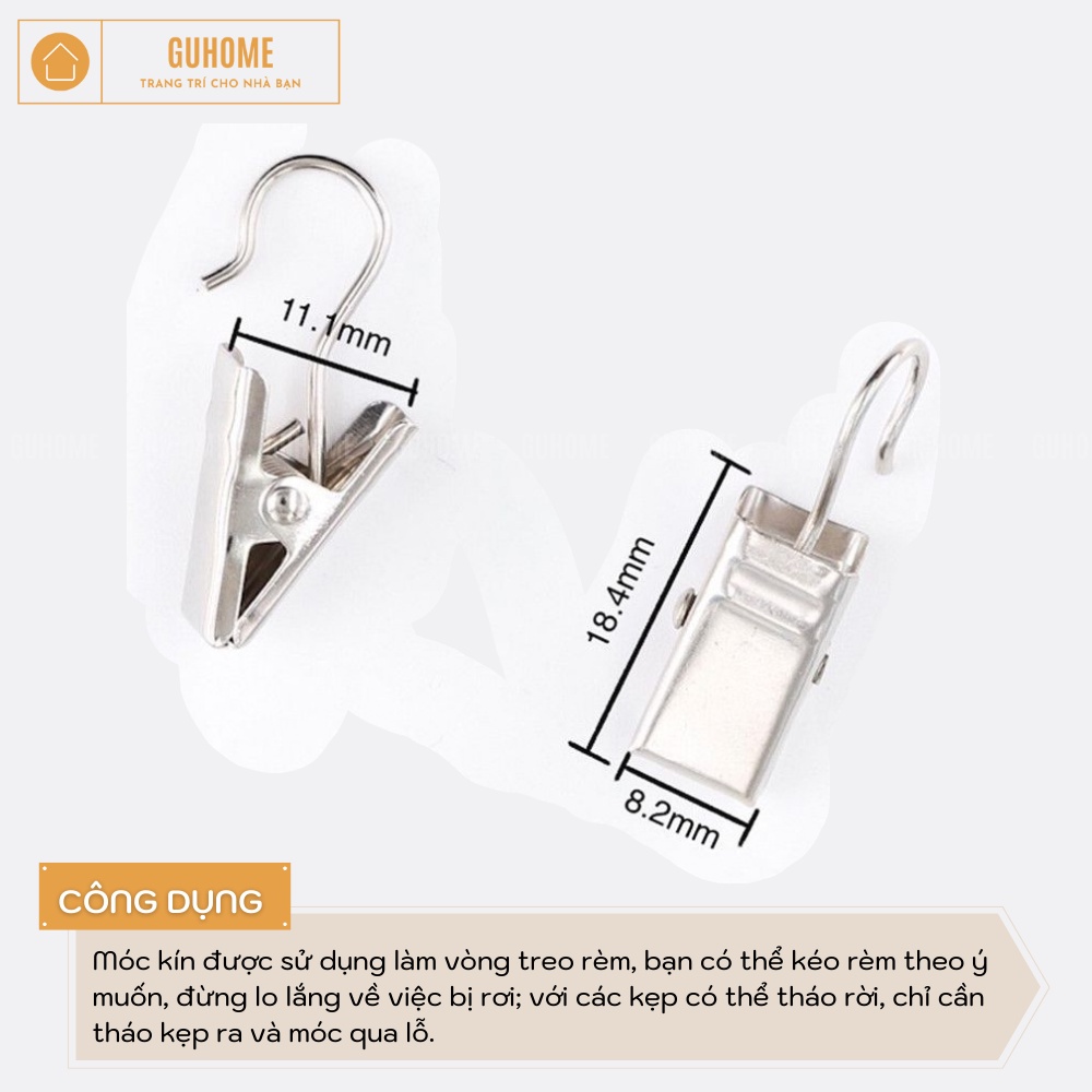 Móc Treo Rèm Dạng Kẹp, Kẹp Vải Treo Tường Đa Năng Bộ 10 Chiếc