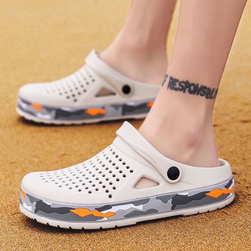 Giày Sandal Đục Lỗ Chống Trượt Không Thấm Nước Có Lỗ Thoáng Khí Cho Nam