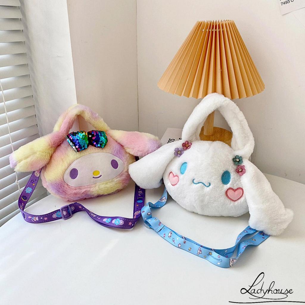 Túi đeo chéo vai hình chú chó/thỏ hoạt hình nhồi bông dễ thương cho bé gái