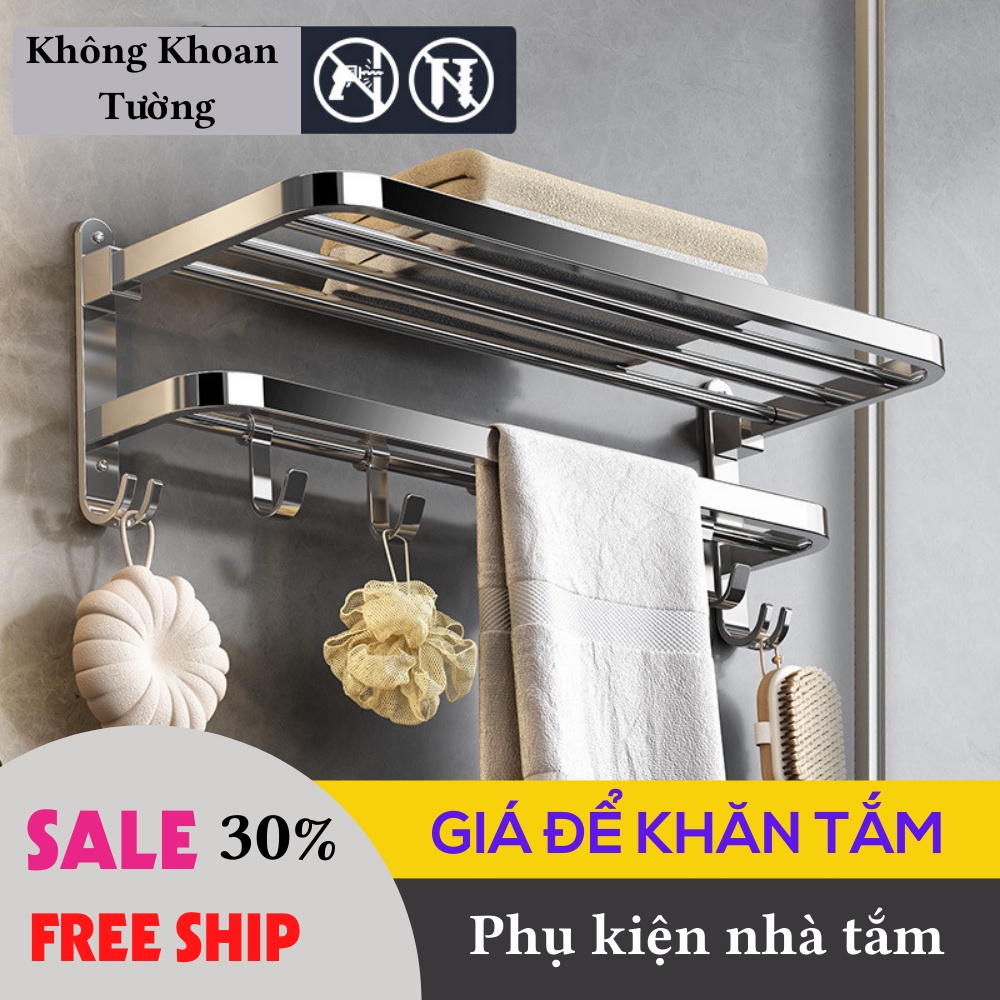 Kệ Nhà Tắm, Giá Treo Khăn Nhà Tắm, Để Đồ Dùng Inox Đa Năng Gắn Tường TIME HOME