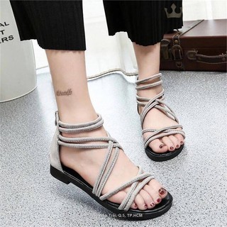 giày sandal cột dây nhung