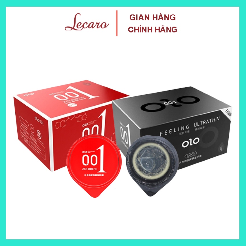 Bao cao su OLO đỏ siêu mỏng 001, bcs tạo độ ấm nóng, nhiều gel hộp 10c-olo Lecaro