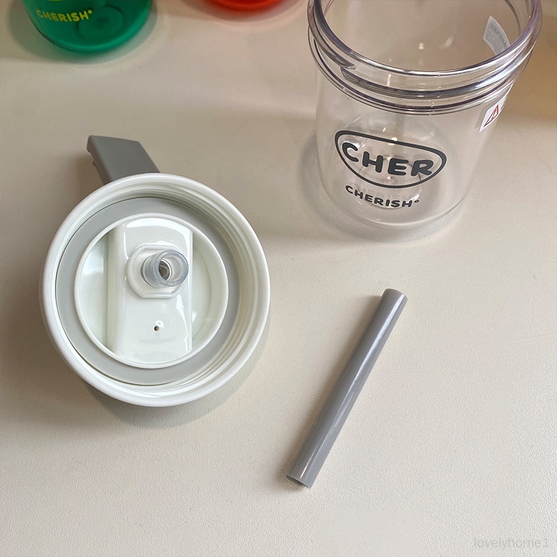 Bình Nước Nhựa 300ml Có Ống Hút Dễ Thương Cho Bé