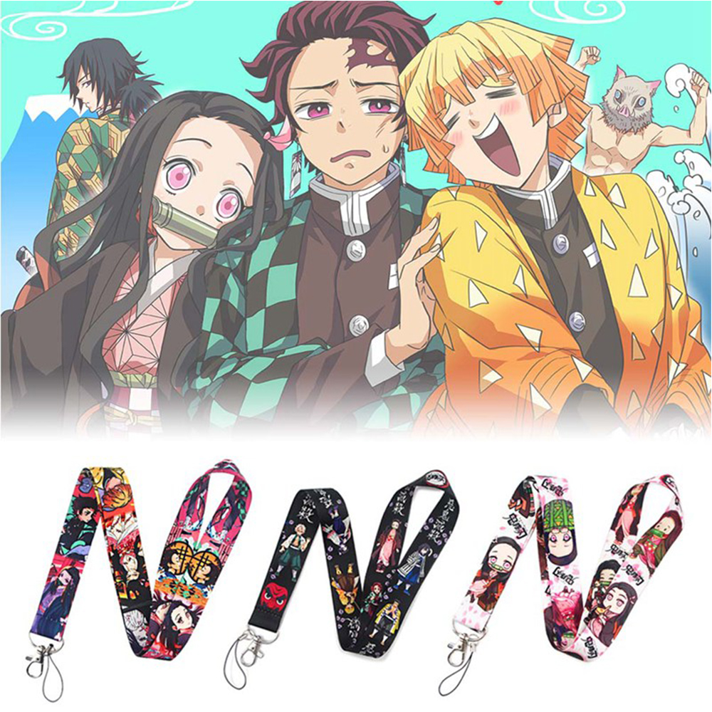 1 Dây Đeo Cổ Gắn Điện Thoại / Thẻ Id / Móc Khóa Họa Tiết Anime Kimetsu No Yaiba Dễ Thương Cổ Điển Cho Nam Nữ