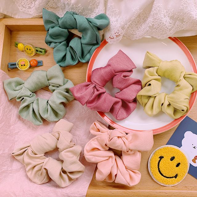 Scrunchies nơ vải lụa cực mịn