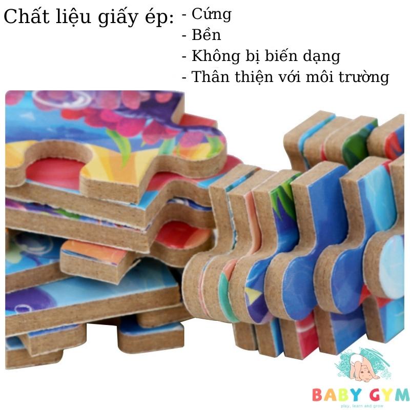 Đồ chơi xếp hình cho bé, Tranh ghép hình bằng gỗ 60 mảnh có tranh hướng dẫn và hộp đựng cao cấp BABYGYM