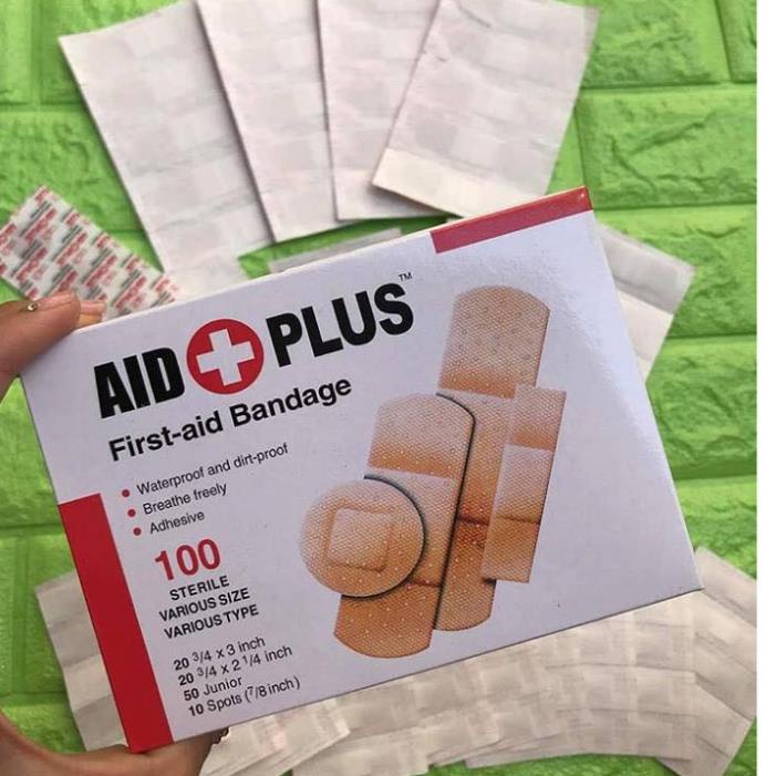 Hộp 100 băng gạc y tế tiệt trùng AID FIRST