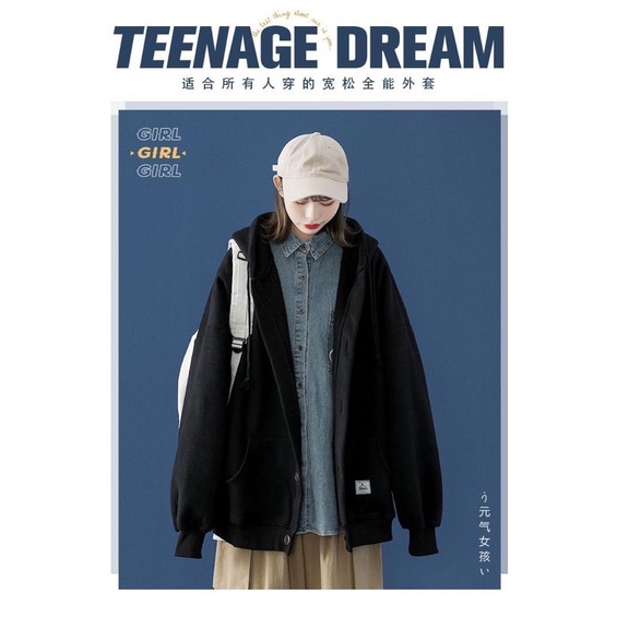 Áo Khoác Hoodie Nỉ Trơn Unisex  - Áo Có Mũ, Cài Cúc Hàng Thu Đông AH1