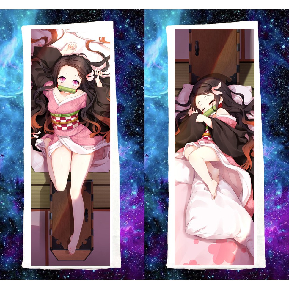 Gối ôm dài Kamado Nezuko-Kimetsu no Yaiba dài 1mx40cm có bông