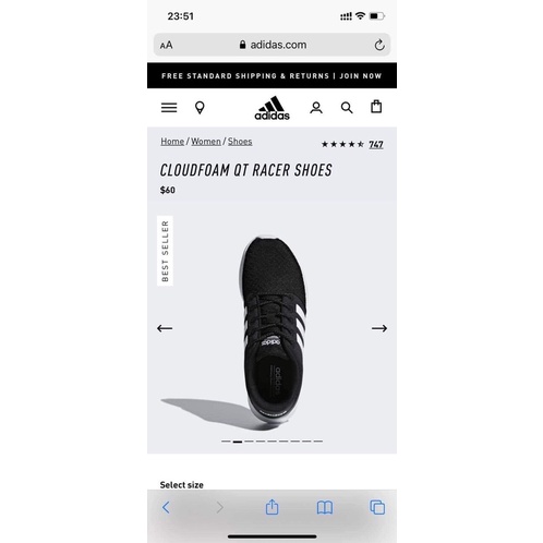 Giày Adidas nữ màu đen cực đẹp và êm, nhẹ, Size 36 hàng Auth