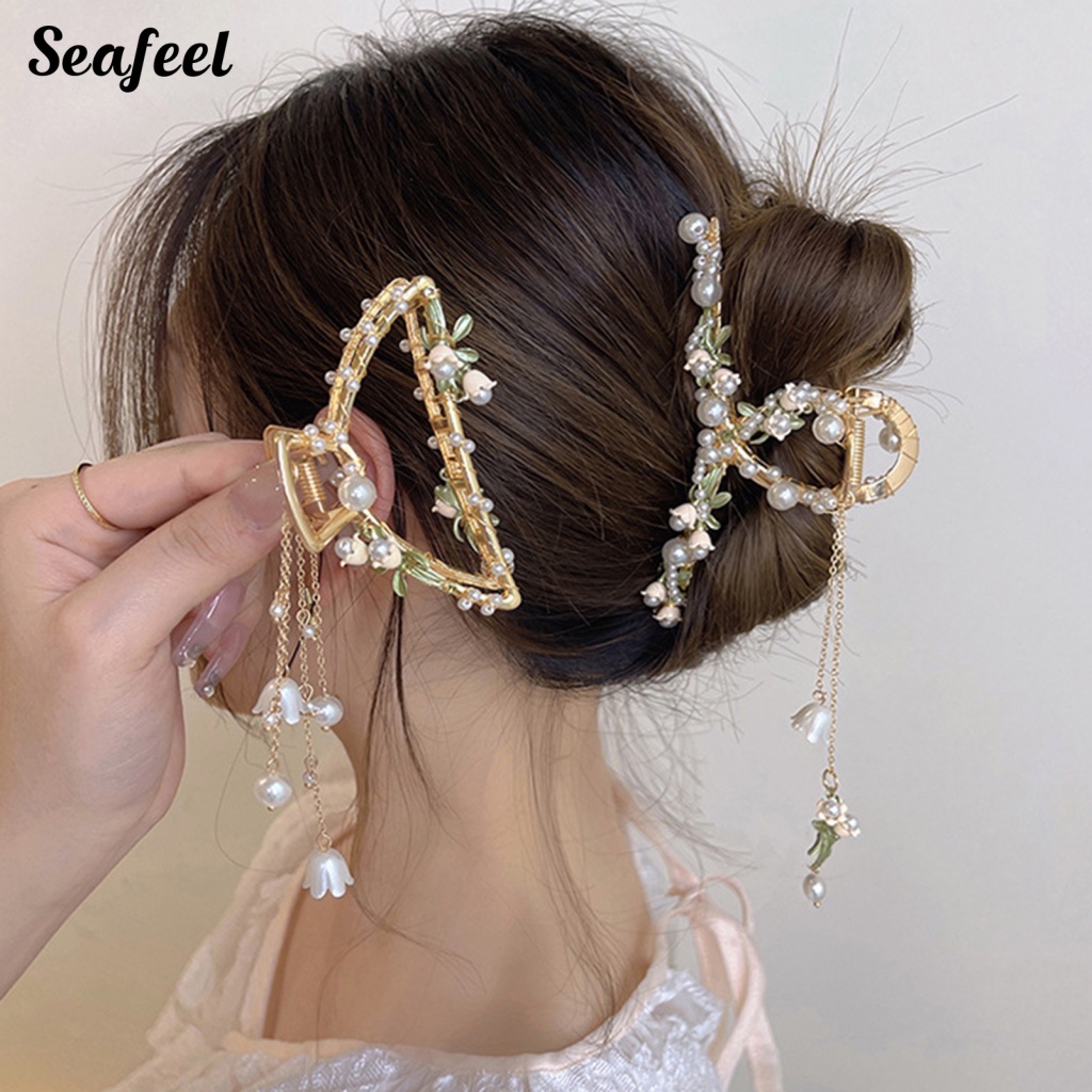 Kẹp Tóc Trang Trí Đính Đá &amp; Ngọc Trai Nhân Tạo Phong Cách Cổ Điển Dành Cho Nữ