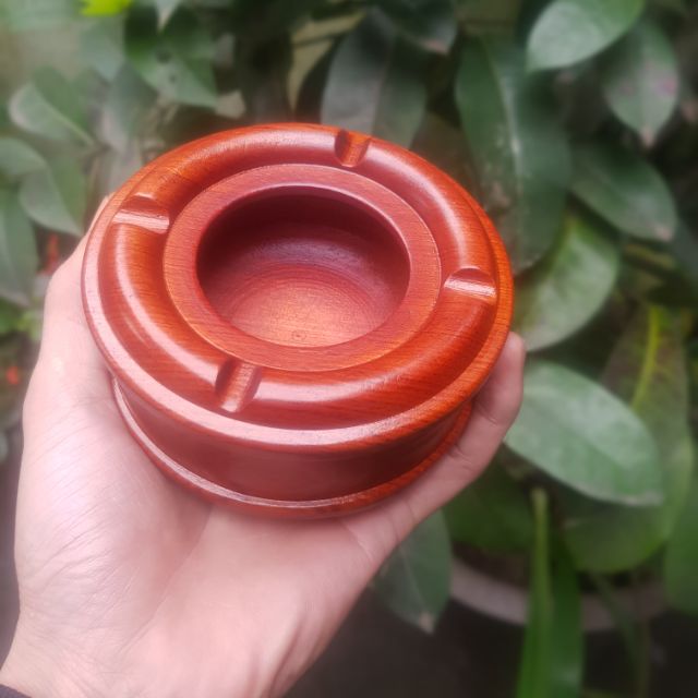 Gạt tàn gỗ hương liền khối tròn 10 cm