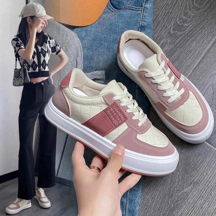 JINxCHOY Giày Thể Thao Mũi Tròn Cột Dây Thoáng Khí Thoải Mái Hợp Thời Trang