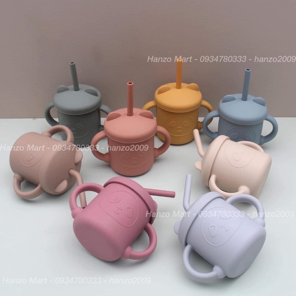 Cốc Uống Nước Silicon Hình Bé Mèo Sippy Cho Trẻ Em Tập Uống Nước