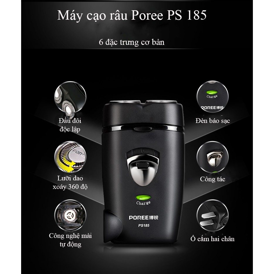 Máy cạo râu 2 lưỡi Poree PS185 (cao cấp-loại tốt)