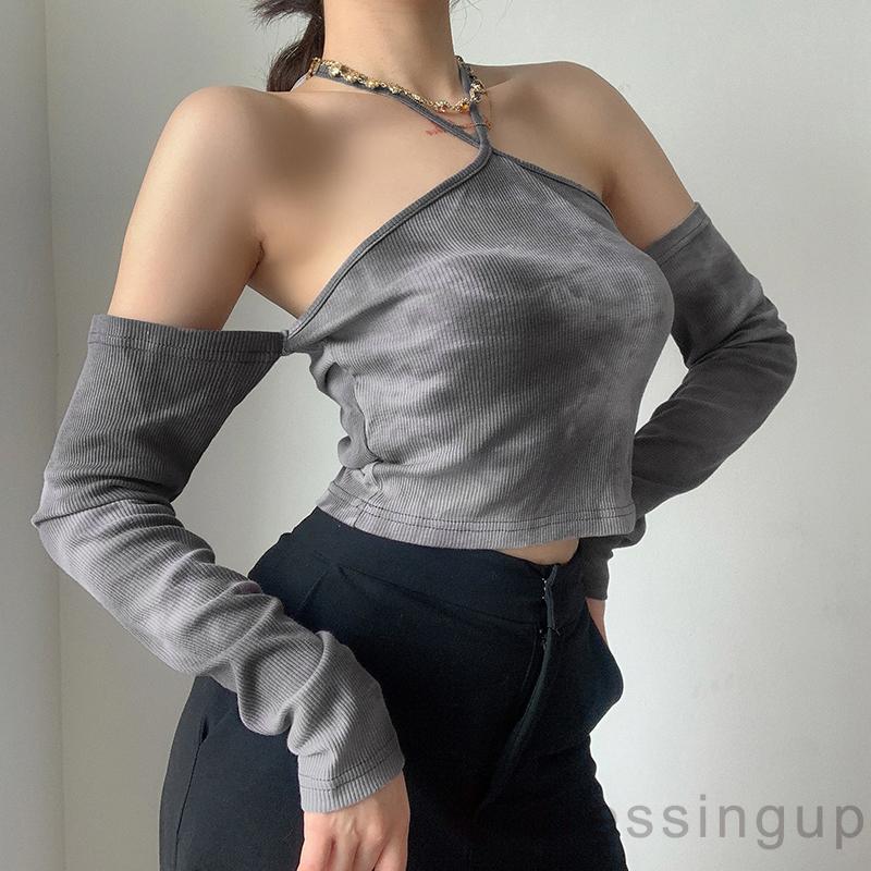 Áo Croptop Nữ Tay Dài Buộc Dây Thời Trang | BigBuy360 - bigbuy360.vn