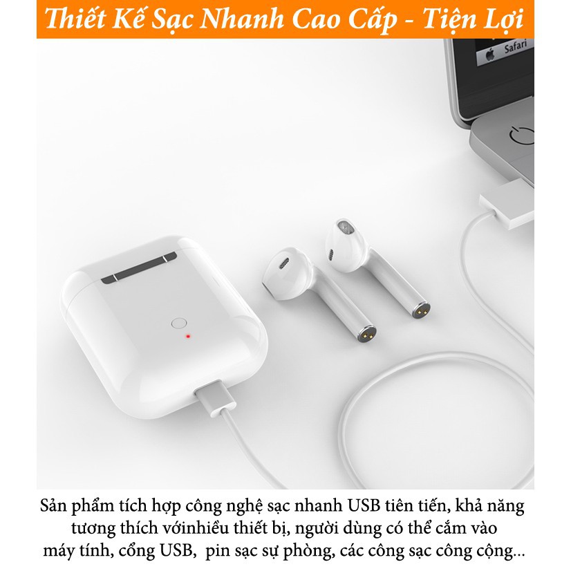 Tai Nghe Bluetooth i12 5.0 Cảm Ứng Cực Nhạy Tăng Chỉnh Âm Lượng - Bảo Hành 12 Tháng Lỗi 1 Đổi 1