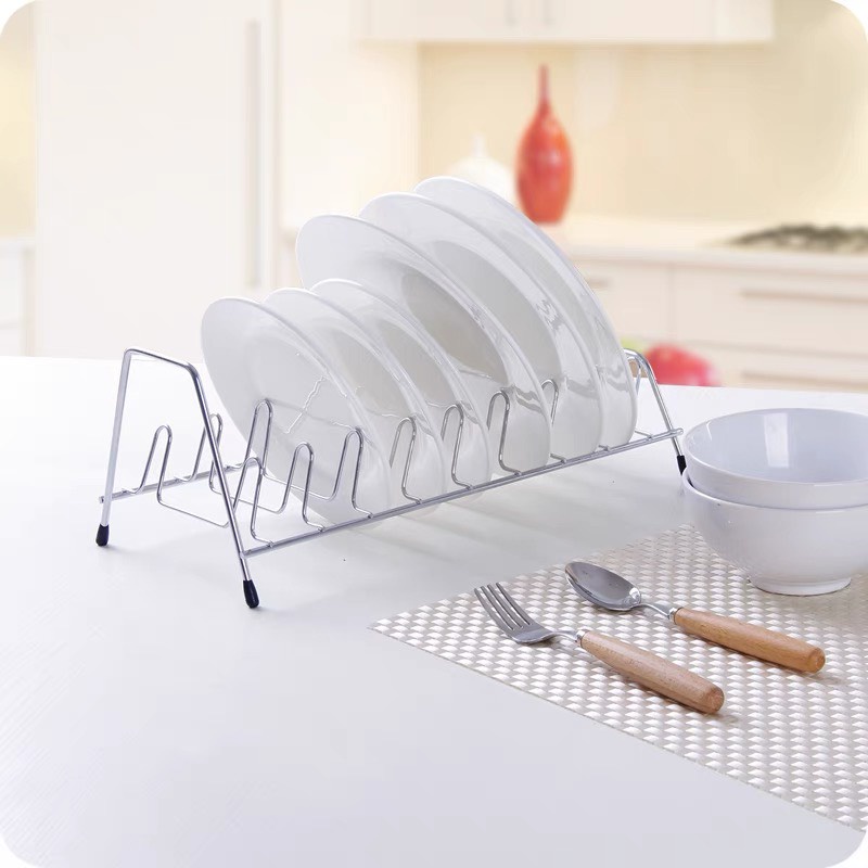 Giá Inox Úp Chén Đĩa Ráo Nước Tiện Dụng Cho Nhà Bếp,Giá Để Nắp Xoong Nồi Có Chân Đỡ Silicon_MC888