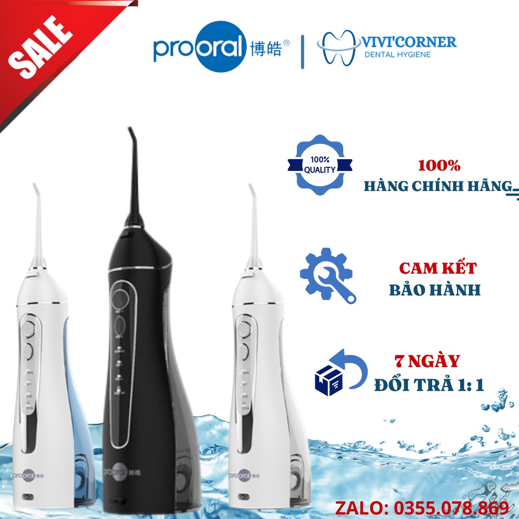 Máy Tăm Nước Prooral 5025 chính hãng, cam kết bảo hành uy tín- làm sạch sâu răng miệng, thức ăn thừa nhanh gọn tiện lợi