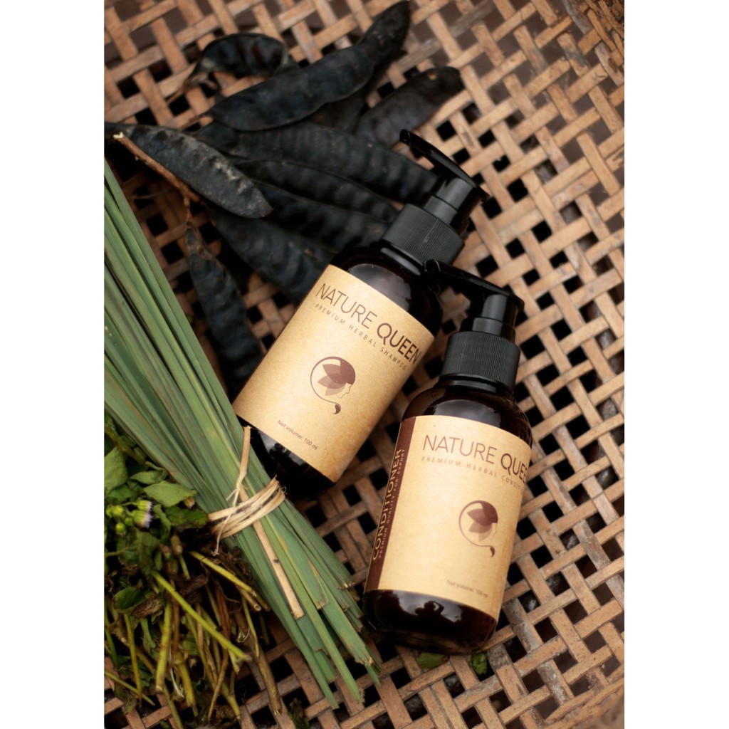 Bộ dầu gội xả thảo dược Nature Queen (Nature Queen Premium herbal shampoo &amp; conditioner) 100ml x2(Bộ)