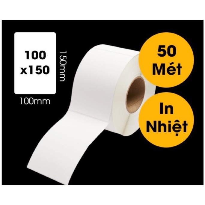 Decal - Tem in nhiệt 1 tem 100x150mm- 50 mét, in vận đơn, tem in đơn hàng shopee TMĐT