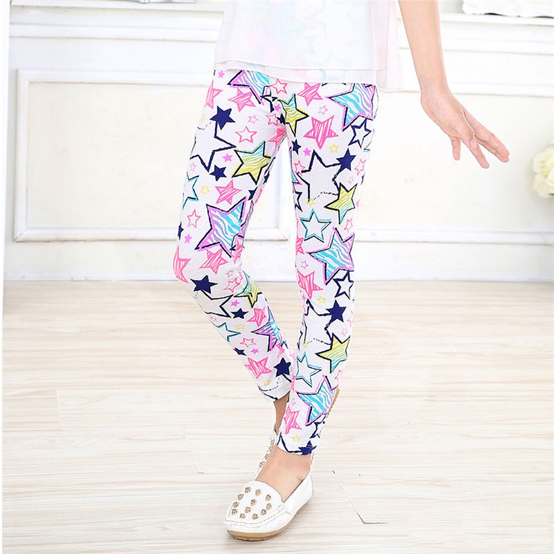 Quần Legging Dài Co Giãn In Hoa Cho Bé Gái