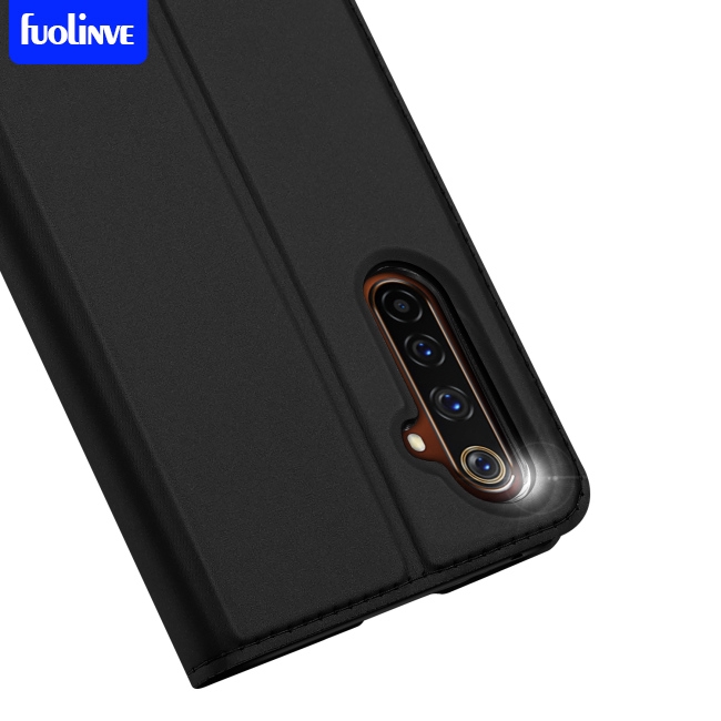 Bao da DUX DUCIS nắp gập từ tính kèm giá đỡ và ngăn đựng thẻ sang trọng chất lượng cao cho OPPO Realme 6 pro