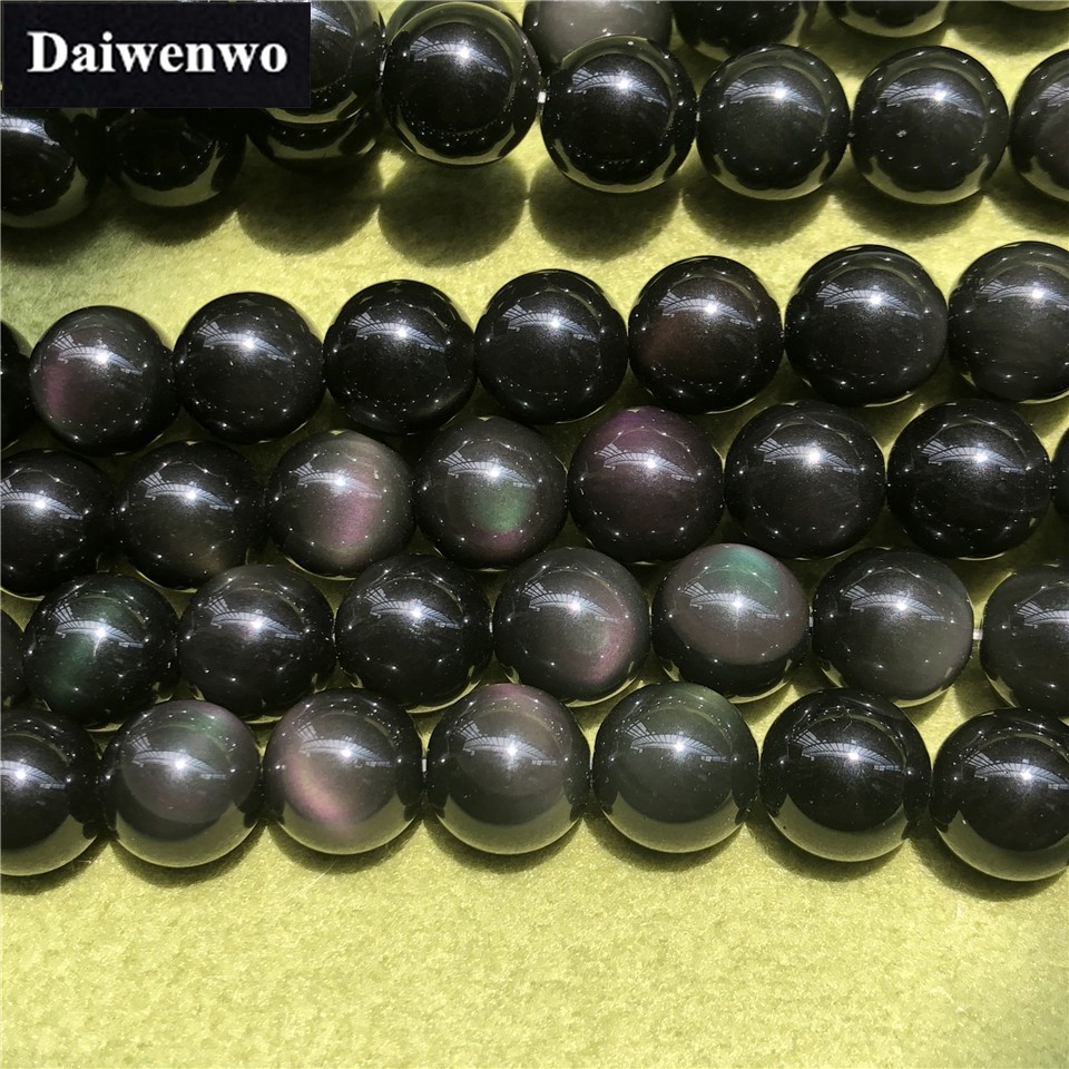 Chuỗi dây xâu hạt Obsidian tròn kích thước 4-18mm làm thủ công độc đáo