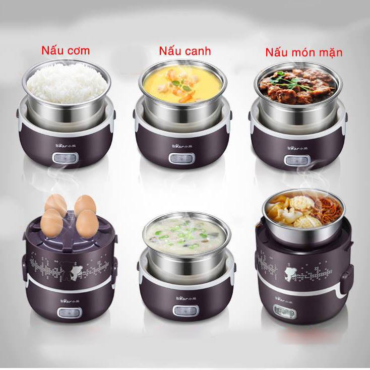 Hộp cơm điện bear inox 304 3 tầng cao cấp | BigBuy360 - bigbuy360.vn