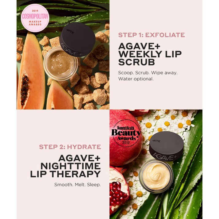 BITE BEAUTY 🌿  Tách set chăm sóc dưỡng môi All Agave 3-Piece Lip Care Set