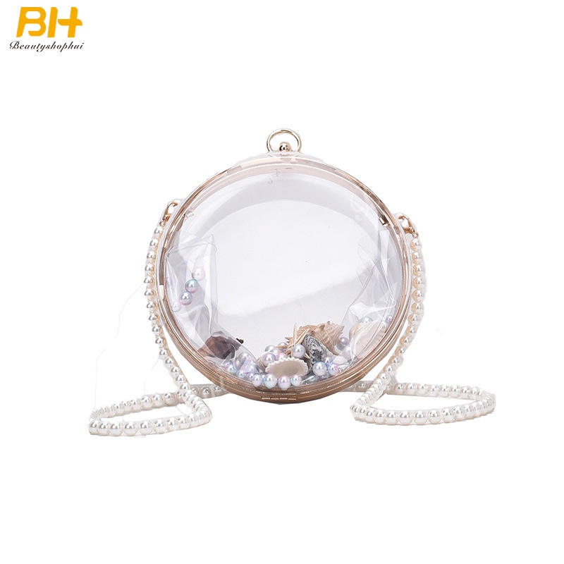 Túi Đeo Chéo Trong Suốt Đính Hạt Ngọc Trai Thời Trang 2022 Cho Nữ