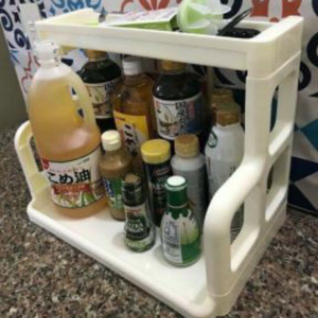 KỆ ĐỰNG GIA VỊ NHÀ BẾP CHỮ H 2 TẦNG NHỰA