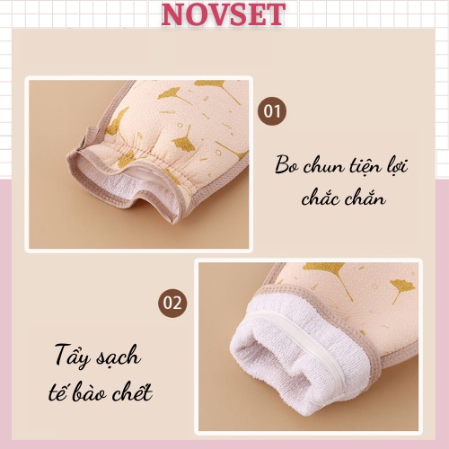 GĂNG TAY TẨY DA CHẾT CAO CẤP NOVSET - MASSAGE, THƯ GIÃN, LÀM SẠCH DA CƠ THỂ [ MÃ H201 ]