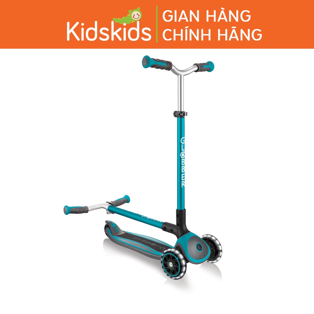 Xe trượt scooter 3 bánh gấp gọn có bánh xe phát sáng Globber Master cho trẻ em từ 4 đến 14 tuổi - Xanh cổ vịt