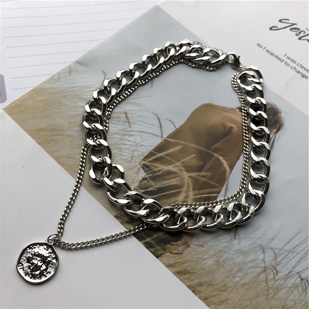 Dây chuyền mặt hình đồng xu phong cách Punk thời trang cho nữ