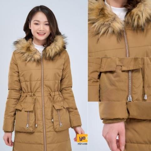 Áo phao Yody nữ dáng dài cõ mũ, áo khoác nữ cao cấp PHN4008 🌺 | BigBuy360 - bigbuy360.vn