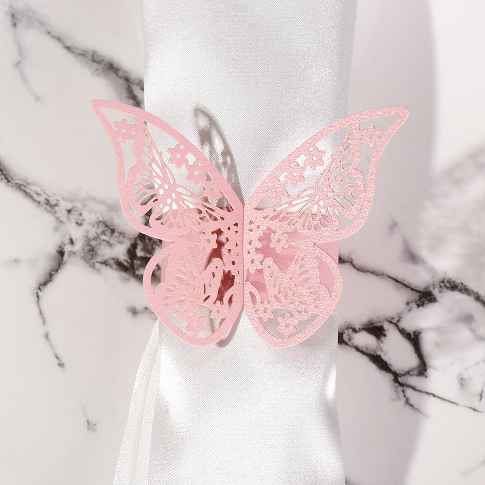 Bộ 10 Vòng Giấy Quấn Khăn Ăn Họa Tiết Bướm DIY Tiện Dụng