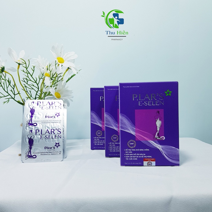 Viên uống Vitamin E P.lar's E-Selen giúp chống oxy hoá,làm đẹp da, giúp giảm rụng tóc