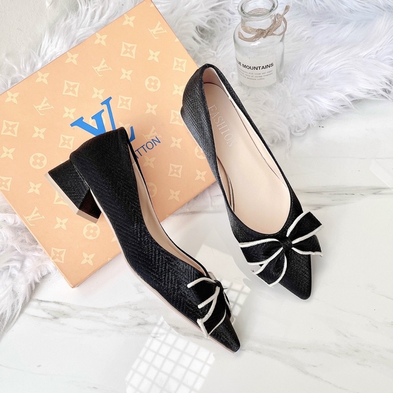 GIÀY BÚP BÊ LỤA PHỐI NƠ CAO CẤP