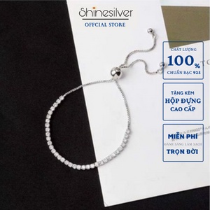 Lắc Tay Nạm Đá Dây Rút Bạc 925- Trang Sức Bạc Shinesilver LT006