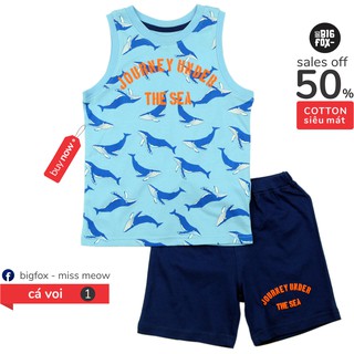 Set đồ bộ ba lỗ bé trai BIGFOX, bộ quần áo thun trẻ em mặc nhà in hình vui nhộn chất cotton siêu mát, MADE IN VIỆT NAM